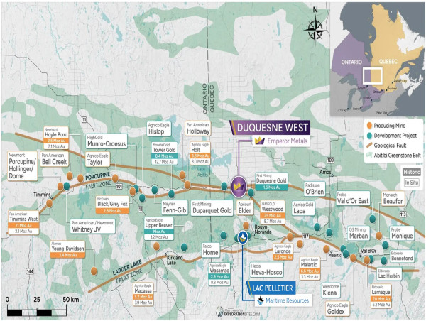  Maritime Announces Sale of Lac Pelletier Project to Emperor Metals 