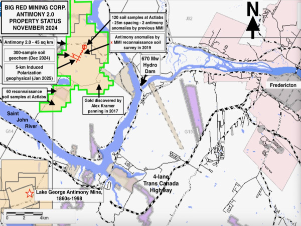  Big Red Mining Corp. Expands Antimony Soil Anomaly on Its Antimony 2.0 Property in New Brunswick 