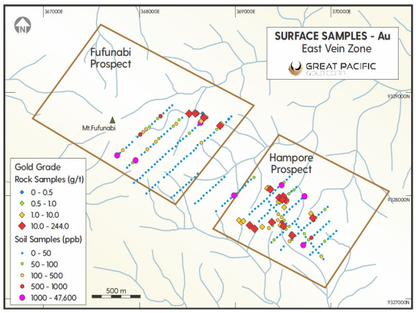  Great Pacific Gold Announces High-Grade Gold Samples from Kesar's East Vein Zone, Drilling to Commence 