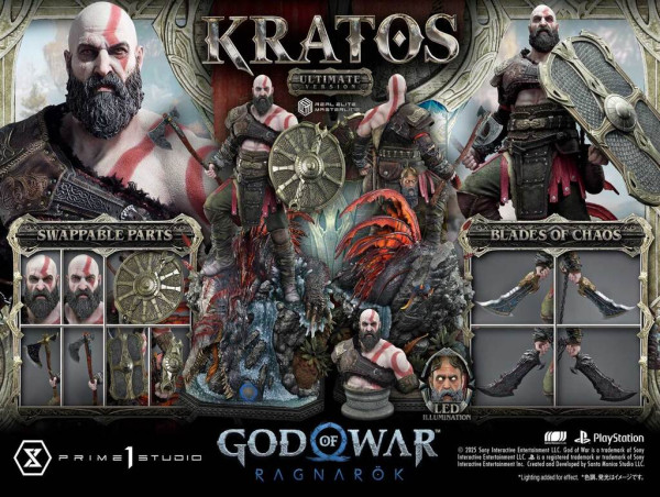 1/3 Scale 'God of War Ragnarök Kratos' Statue Pre-Orders to Begin Jan. 16, 2025