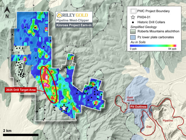  Kinross Gold Exploration Update on Riley Gold's PWC Gold Project Including 2025 Drill Planning Underway (Cortez District - Nevada) 