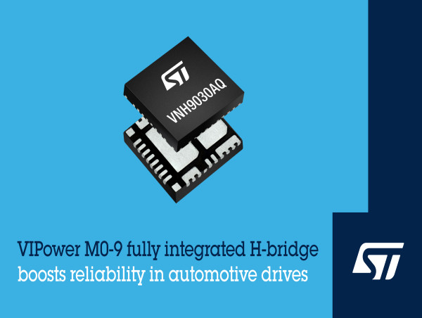  STMicroelectronics’ VIPower full bridge with real-time diagnostics cuts complexity and cost of automotive drives 