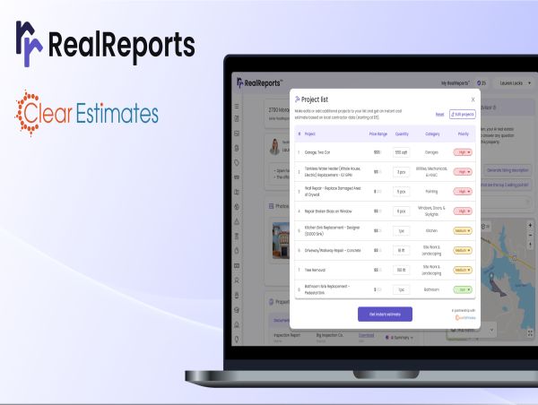  RealReports and Clear Estimates, Inc. Team Up on AI Home Inspection Estimator 