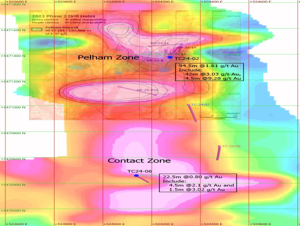  Dynasty Gold Drills Broad Zone High Grade Au at Pelham and Discovers Near Surface New Mineralization 1 Km South of Pelham Resource at Thundercloud 