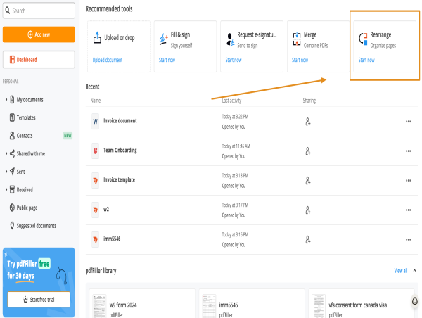  pdfFiller by airSlate Introduces the Revamped Rearrange Tool to Streamline Document Workflows from Dashboard and Editor 