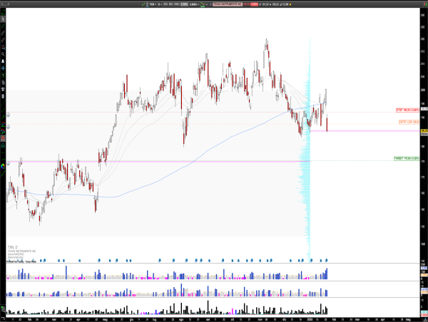  Short TXN: Texas Instruments, Reversal Pattern Signals Bearish Momentum, Targeting $173 