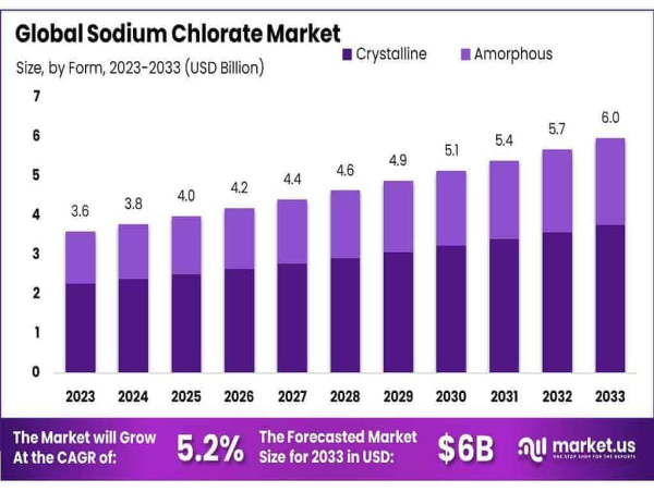 Sodium Chlorate Market to Reach USD 6.0 Billion by 2033, Growing at a 5.2% CAGR from USD 3.6 Billion