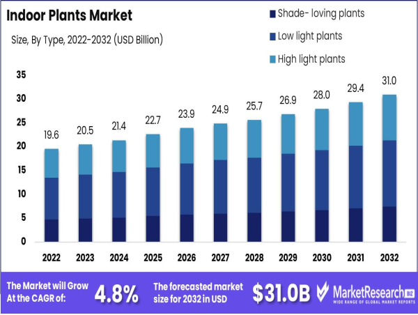 Indoor Plants Market Poised for Growth, Projected to Reach USD 31.0 Bn by 2032, Growing at 4.8%