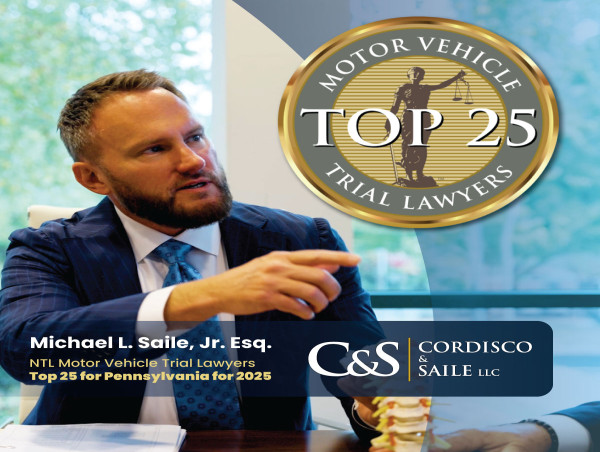 Attorney Michael L. Saile, Jr. Named a Top 25 Motor Vehicle Lawyer in Pennsylvania