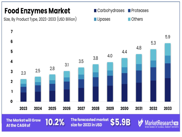  Food Enzyme Market To Reach USD 5.9 Billion by 2033 at 10.2% CAGR 