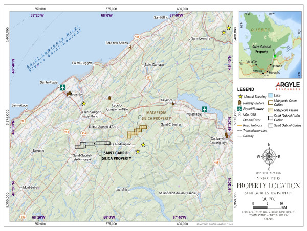  Argyle Announces Acquisition of Saint Gabriel Silica Project 