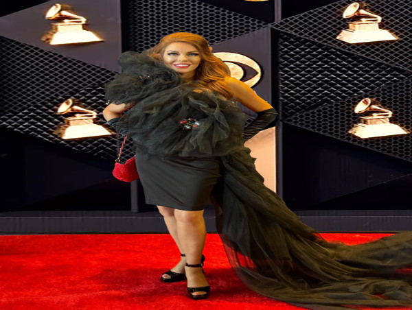  April Diamond Turns Heads at the 2025 GRAMMYs in a Stunning Kiki Wang Dress 