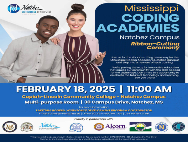  Natchez Workforce Development, Mississippi Coding Academies, Alcorn and Co-Lin Partner to Launch Miss-Lou Coding Academy 