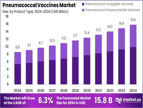  Pneumococcal Vaccines Market to Expand at 6.3% CAGR, Reaching US$ 15.8 Billion by 2034 