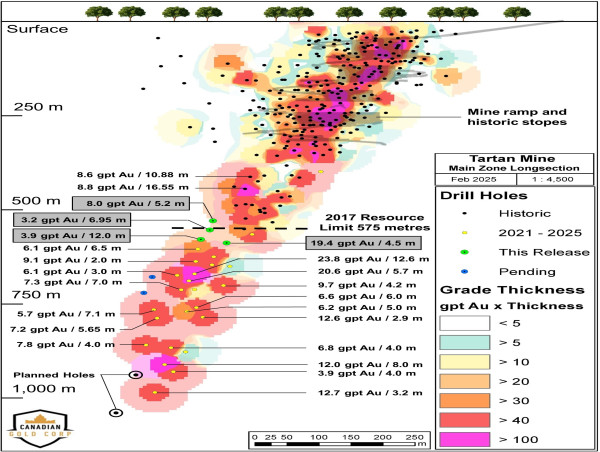  Canadian Gold Corp. Announces Tartan Mine Delivers Rich Results 