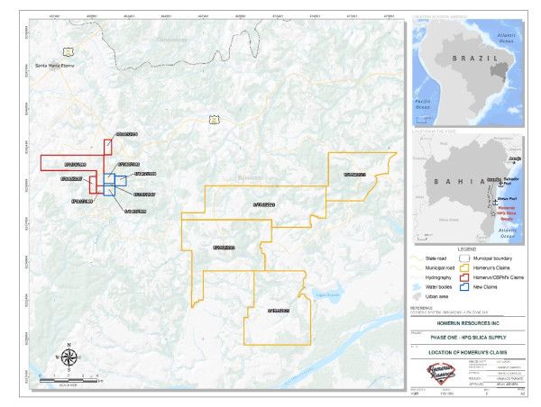  Homerun Resources Inc. Closes Transaction for the Acquisition of the Guidoni Belmonte District Silica Mineral Rights 