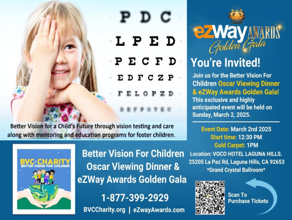  The eZWay Awards Oscar Viewing Golden Gala Benefits Better Vision for Children on March 2 