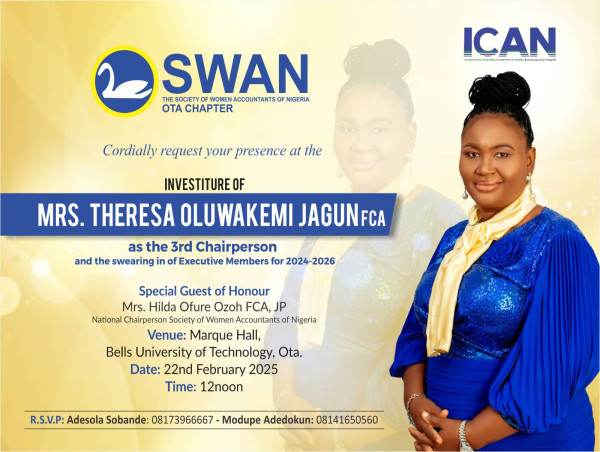  Society of Women Accountants of Nigeria (SWAN), Ota Chapter, Announces Prestigious Investiture Ceremony on Feb 22, 2025 