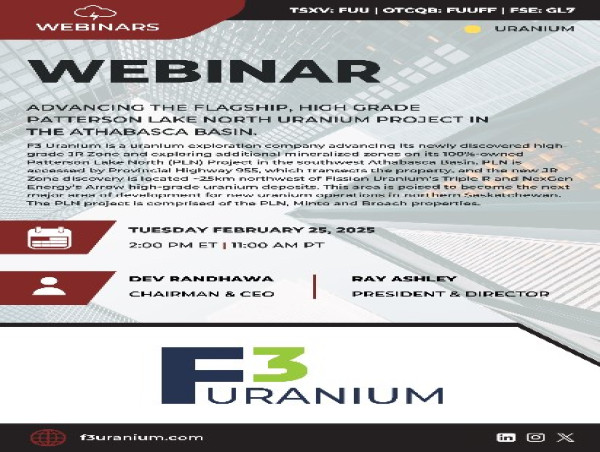  F3 Uranium to Present at the Red Cloud Uranium Webinar on February 25 