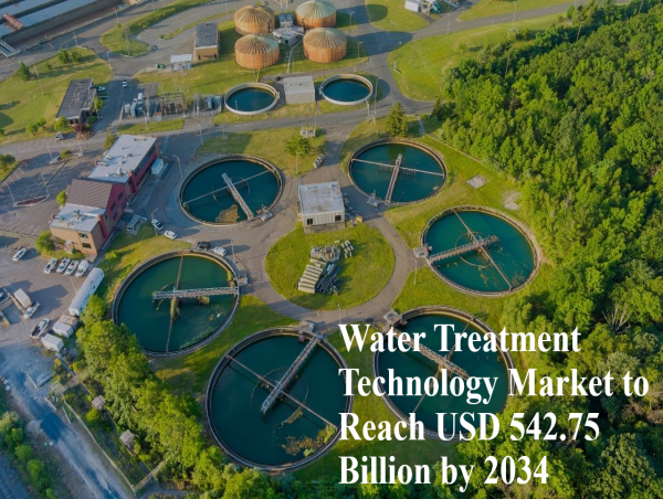 Water Treatment Technology Market to Reach USD 542.75 Billion by 2034 | Rising Water Scarcity and Population Growth