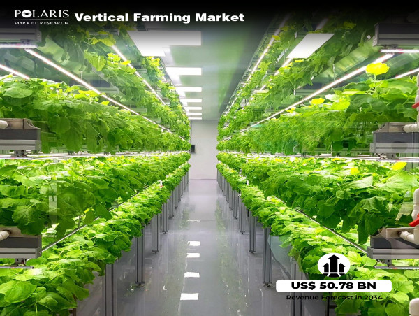  Vertical Farming Market Expected to Reach USD 50.78 Billion by 2034 with a CAGR of 19.9% 