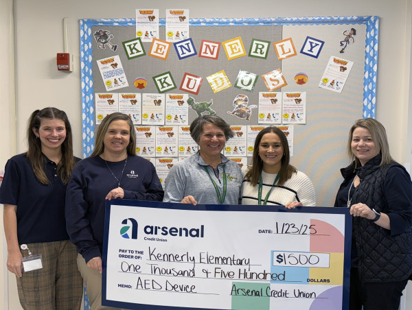  Arsenal Credit Union purchases automated external defibrillators (AED) for local elementary school and branches 