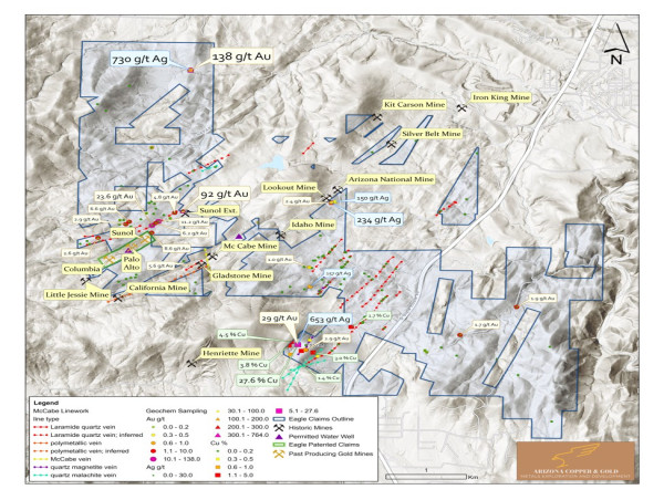  Arizona Copper and Gold Agrees to Acquire Three Past-Producing Gold Mines on Patented Land 