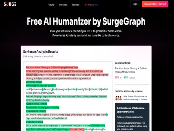  SurgeGraph Releases AI Humanizer Tool for Public Use 