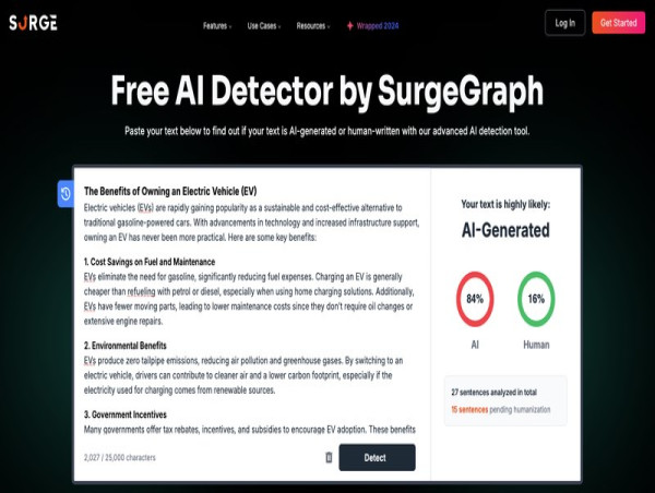  SurgeGraph Launches AI Detector to Identify Human vs. AI-Written Content 