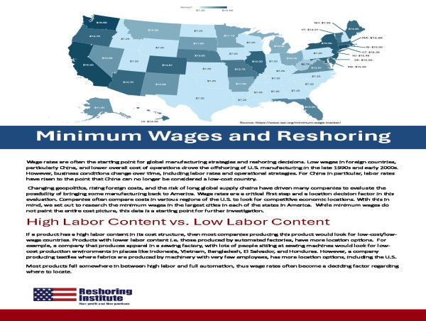  MINIMUM WAGES ACROSS AMERICA DRIVE THE DECISION TO RESHORE 