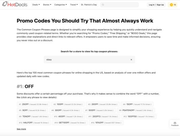  HotDeals Launches 'Top 100 Most Common Promo Codes That Always Work' Page to Simplify Savings for Consumers 