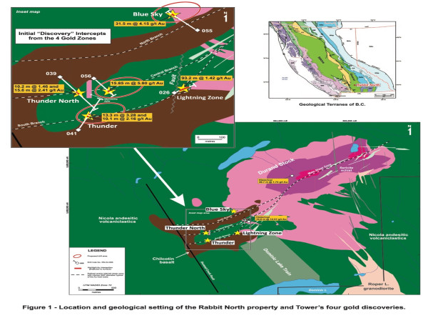  Tower Contracts Diamond Drill to Fine-Tune the High-Grade Blue Sky, Thunder, and Thunder North Gold Discoveries in Preparation for a Larger, 3000-m Test of the Overall Rabbit North Gold System 