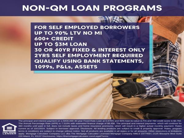  The Mortgage Calculator Offers Non-QM 1099 Loans for Self-Employed Borrowers 