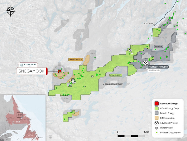  Azincourt Energy Completes Data Acquisition and Compilation at the Prospective Snegamook Uranium Project 