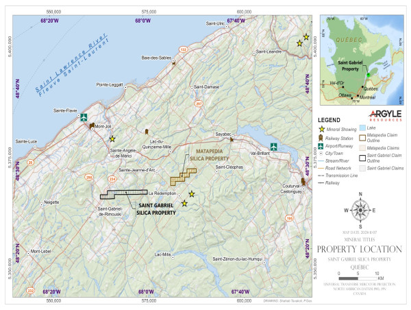 Argyle Resources Corp Announces Engagement of Stronghold Mining Services for Phase 1 Exploration at Saint Gabriel Silica Project in Quebec