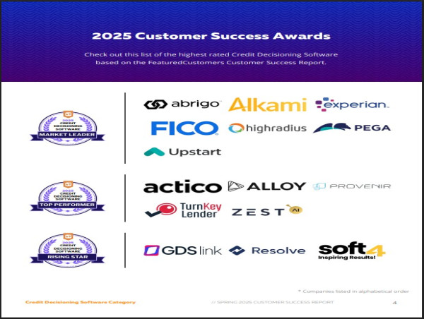  The Top Credit Decisioning Software Vendors According to the FeaturedCustomers Spring 2025 Customer Success Report 