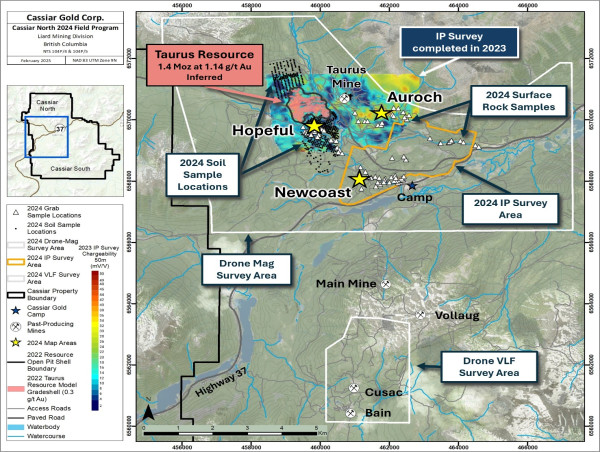 Cassiar Gold's Field Campaign Confirms Extension of Gold Showings and Defines Multiple New Exploration Targets