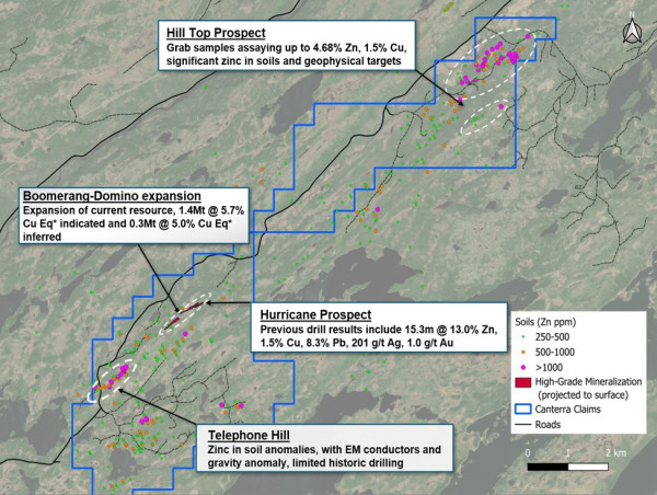 Canterra Minerals Identifies New Exploration Targets Outside of Existing Resource and Expands Boomerang Project