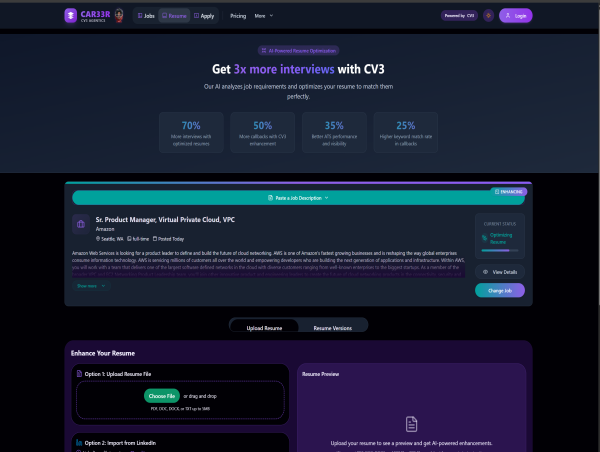  New AI-Powered Résumé Platform, CV3 Elite, Launches to Enhance Job Seeker Success Rates 