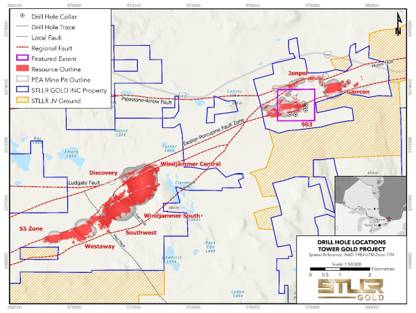 A.I.-Assisted Infill Drilling Intersects 2.22 g/t Au over 33.0 m at STLLR Gold's Tower Gold Project