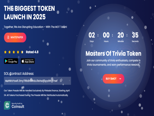  Masters of Trivia Launches MOT Token on Solana with Integrated Governance and Platform Utility 
