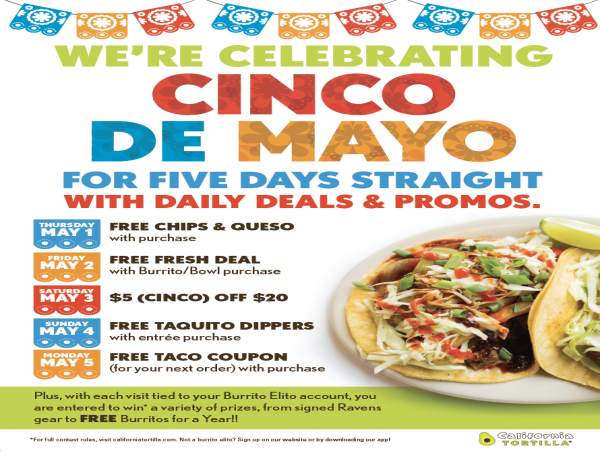 California Tortilla Celebrates Cinco de Mayo with A Flavorful Fiesta of Deals