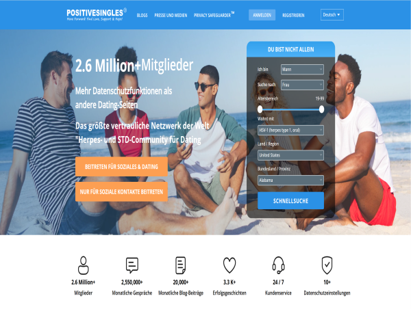 PositiveSingles startet deutschsprachige Plattform für Unterstützung und Dating bei STI