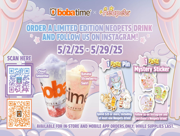 It’s Boba Time & Neopets Launch Limited-Time Collaboration Featuring Themed Drinks, Collectible Stickers, & Enamel Pins