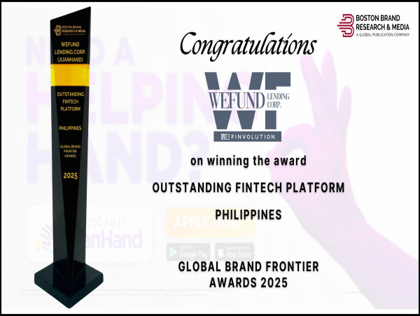 WeFund Lending Corp. (Juanhand) Awarded with Outstanding Fintech Platform in Philippines - Global Brand Frontier Awards