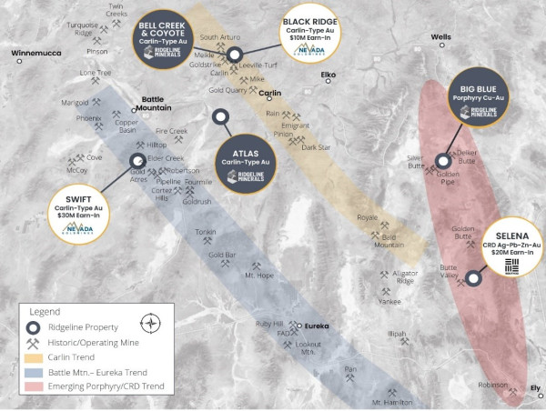 Ridgeline Minerals Provides Drill Program Updates for the Big Blue and Atlas Projects