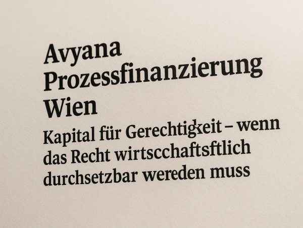 Avyana Prozessfinanzierung Wien: Kapital für Gerechtigkeit – wenn das Recht wirtschaftlich durchsetzbar werden muss