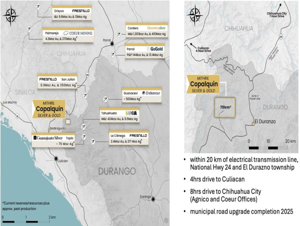 Mithril Silver and Gold Returns 11.5m @ 8.61 g/t Gold, 57.6 g/t Silver from 44.5 Metres in Hole T2DH25-006 at Target 2 Area, Copalquin Property, Mexico