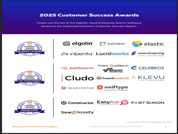 The Top Enterprise Search Software Vendors According to the FeaturedCustomers Spring 2025 Customer Success Report