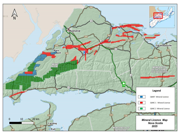 QMET Closes Agreement to Acquire Colchester Natural Hydrogen Exploration Assets Adjacent to QIMC's Nova Scotia Hydrogen District